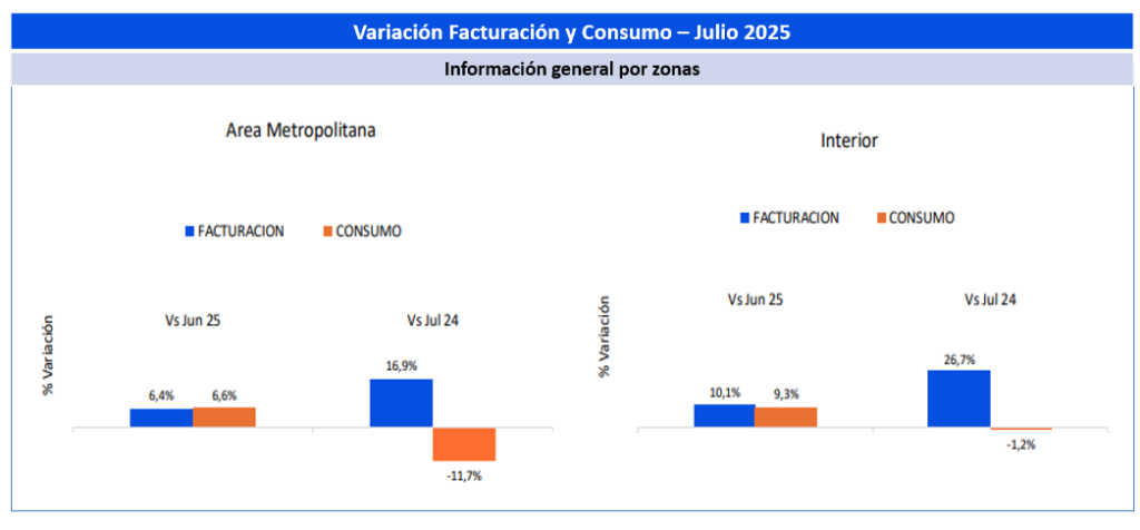 Variacion facturacion y consumo - Julio 2025