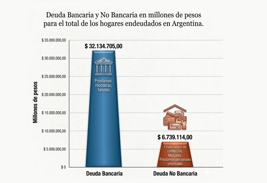 Deuda Bancaria y No Bancaria en MIllones de pesos